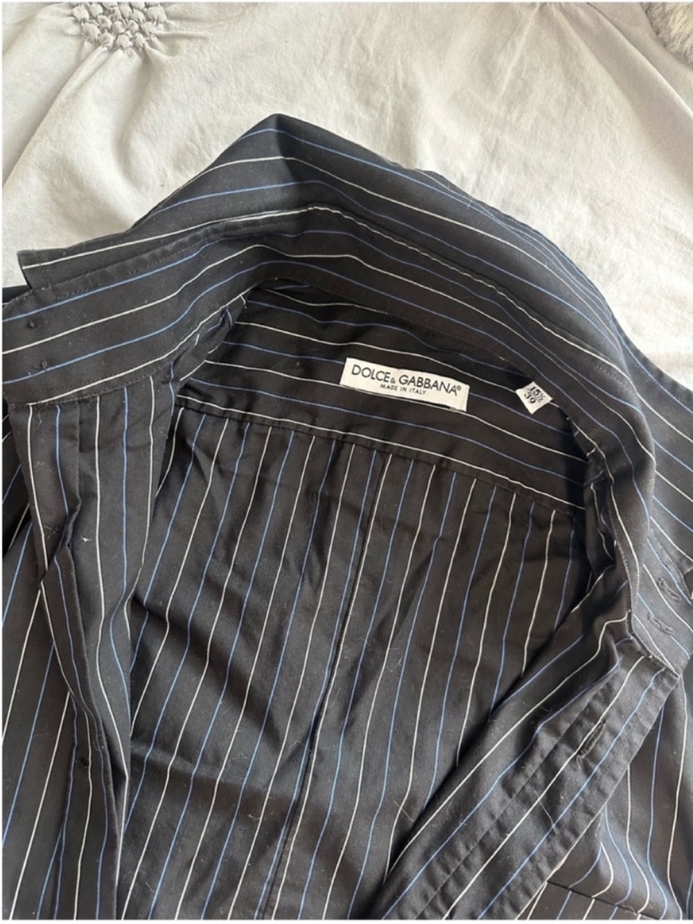 Dolce & Gabbana Black Blazer with Slim Blue Pinstripes - Picture 5 of 8